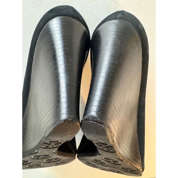 Tory Burch Sophie Black Suede Wedges Heels A10B  Size 8.5 - Picture 4 of 8